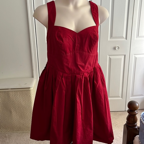 eshakti Dresses & Skirts - Red eShakti corset-top retro sundress. Pre-loved. Size 20W.